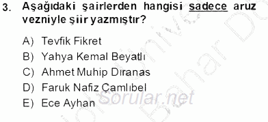 Yeni Türk Edebiyatına Giriş 2 2013 - 2014 Dönem Sonu Sınavı 3.Soru