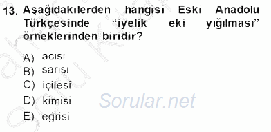 XIV-XV. Yüzyıllar Türk Dili 2014 - 2015 Ara Sınavı 13.Soru