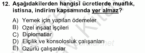 Türk Vergi Sistemi 2012 - 2013 Ara Sınavı 12.Soru