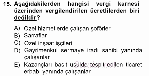 Türk Vergi Sistemi 2012 - 2013 Ara Sınavı 15.Soru
