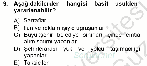 Türk Vergi Sistemi 2012 - 2013 Ara Sınavı 9.Soru