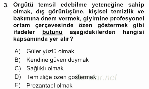 Yönetici Asistanlığı 2015 - 2016 Tek Ders Sınavı 3.Soru