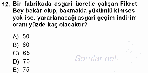 Türk Vergi Sistemi 2014 - 2015 Ara Sınavı 12.Soru