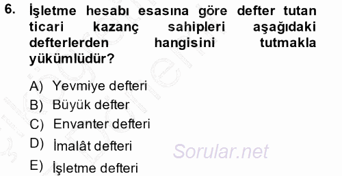 Türk Vergi Sistemi 2014 - 2015 Ara Sınavı 6.Soru