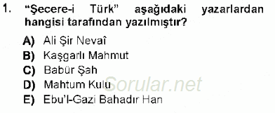 XVI-XIX. Yüzyıllar Türk Dili 2012 - 2013 Ara Sınavı 1.Soru