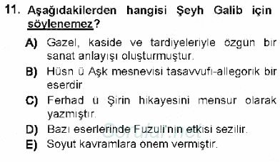 XVI-XIX. Yüzyıllar Türk Dili 2012 - 2013 Ara Sınavı 11.Soru