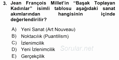 Görsel Kültür 2016 - 2017 Dönem Sonu Sınavı 3.Soru