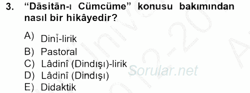XIV-XV. Yüzyıllar Türk Dili 2012 - 2013 Ara Sınavı 3.Soru