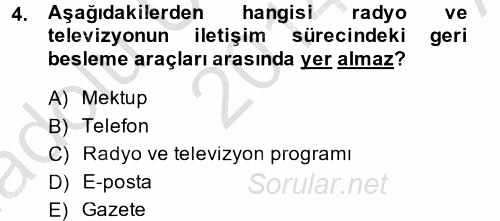 Radyo ve Televizyonda Program Yapımı 2014 - 2015 Ara Sınavı 4.Soru