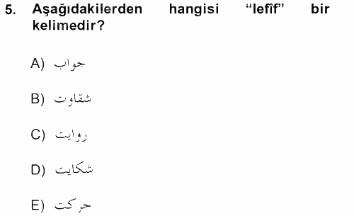 Osmanlı Türkçesi Grameri 1 2012 - 2013 Ara Sınavı 5.Soru