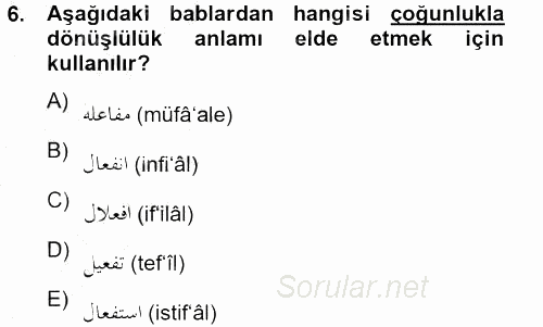 Osmanlı Türkçesi 2 2012 - 2013 Ara Sınavı 6.Soru