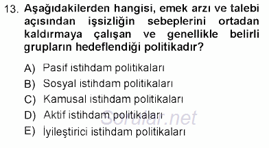 Sosyal Politika 2012 - 2013 Ara Sınavı 13.Soru