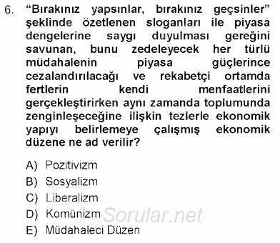 Sosyal Politika 2012 - 2013 Ara Sınavı 6.Soru