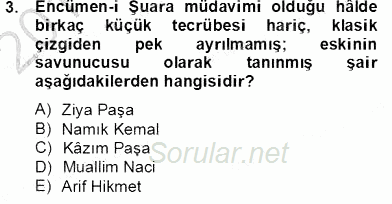 XIX. Yüzyıl Türk Edebiyatı 2012 - 2013 Dönem Sonu Sınavı 4.Soru
