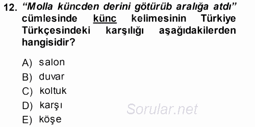 Çağdaş Türk Yazı Dilleri 1 2014 - 2015 Tek Ders Sınavı 12.Soru