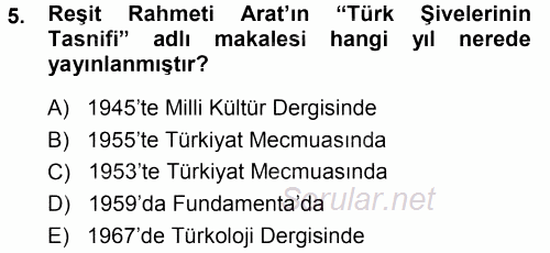 Çağdaş Türk Yazı Dilleri 1 2014 - 2015 Tek Ders Sınavı 5.Soru