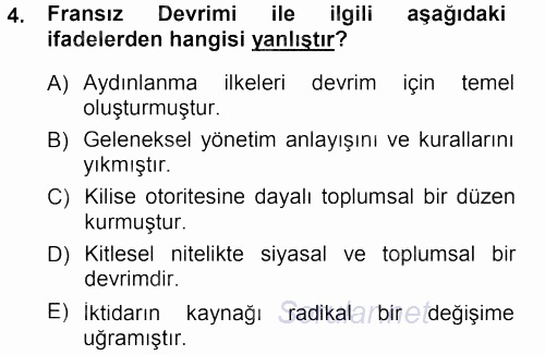 Toplumsal Değişme Kuramları 2013 - 2014 Ara Sınavı 4.Soru