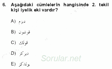 Osmanlı Türkçesine Giriş 1 2012 - 2013 Dönem Sonu Sınavı 6.Soru