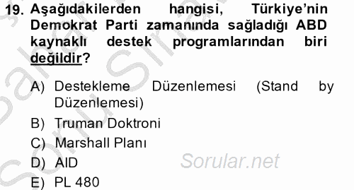 Türkiye Ekonomisi 2014 - 2015 Dönem Sonu Sınavı 19.Soru