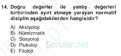Çağdaş Felsefe 2 2012 - 2013 Ara Sınavı 14.Soru