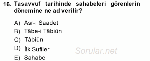 Türk Halk Şiiri 2014 - 2015 Ara Sınavı 16.Soru