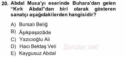 Türk Halk Şiiri 2014 - 2015 Ara Sınavı 20.Soru