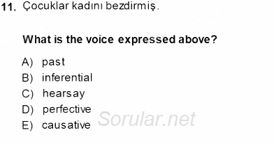 Türkçe Ses Ve Biçim Bilgisi 2013 - 2014 Dönem Sonu Sınavı 11.Soru