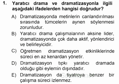 Okulöncesinde Drama 2014 - 2015 Ara Sınavı 1.Soru