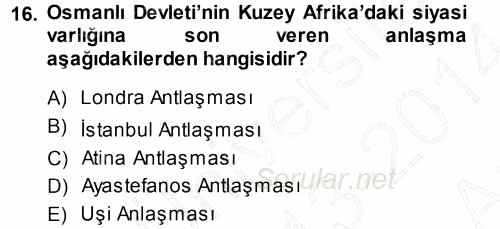 Atatürk İlkeleri Ve İnkılap Tarihi 1 2013 - 2014 Ara Sınavı 16.Soru