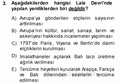 Atatürk İlkeleri Ve İnkılap Tarihi 1 2013 - 2014 Ara Sınavı 3.Soru