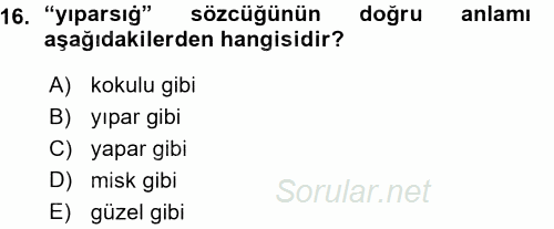 XI-XIII. Yüzyıllar Türk Dili 2015 - 2016 Ara Sınavı 16.Soru