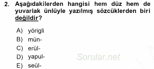 XI-XIII. Yüzyıllar Türk Dili 2015 - 2016 Ara Sınavı 2.Soru