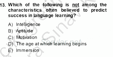 Dil Edinimi 2013 - 2014 Ara Sınavı 13.Soru