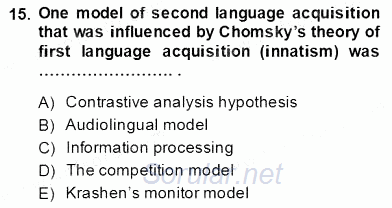 Dil Edinimi 2013 - 2014 Ara Sınavı 15.Soru