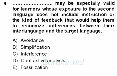 Dil Edinimi 2013 - 2014 Ara Sınavı 9.Soru