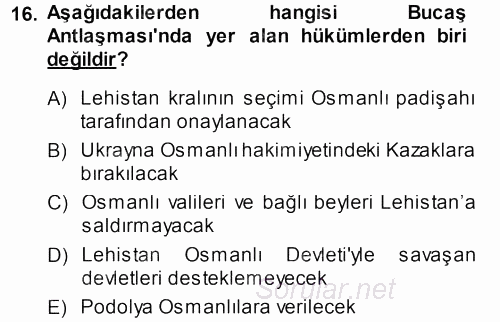 Osmanlı Diplomasisi 2013 - 2014 Ara Sınavı 16.Soru