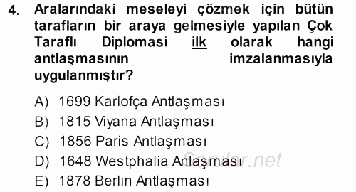 Osmanlı Diplomasisi 2013 - 2014 Ara Sınavı 4.Soru