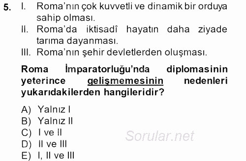 Osmanlı Diplomasisi 2013 - 2014 Ara Sınavı 5.Soru
