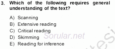 Okuma Ve Dinleme Öğretimi 2013 - 2014 Tek Ders Sınavı 3.Soru