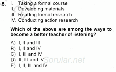 Okuma Ve Dinleme Öğretimi 2013 - 2014 Tek Ders Sınavı 5.Soru