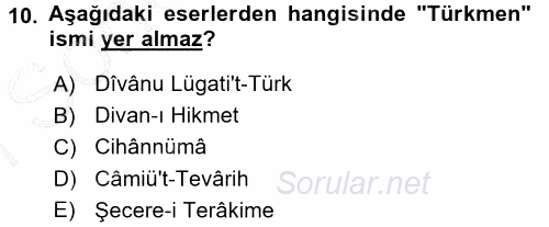 Çağdaş Türk Yazı Dilleri 1 2015 - 2016 Dönem Sonu Sınavı 10.Soru