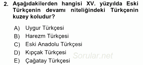 Çağdaş Türk Yazı Dilleri 1 2015 - 2016 Dönem Sonu Sınavı 2.Soru