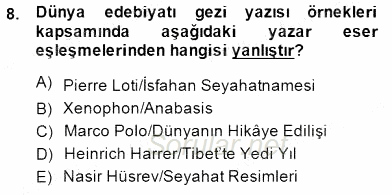 Cumhuriyet Dönemi Türk Nesri 2014 - 2015 Dönem Sonu Sınavı 8.Soru