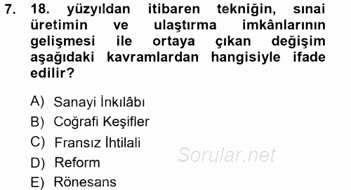 Atatürk İlkeleri Ve İnkılap Tarihi 1 2013 - 2014 Tek Ders Sınavı 7.Soru