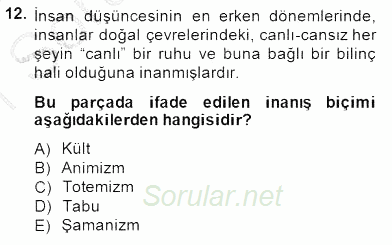 Türk Edebiyatının Mitolojik Kaynakları 2014 - 2015 Ara Sınavı 12.Soru