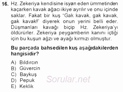 Türk Edebiyatının Mitolojik Kaynakları 2014 - 2015 Ara Sınavı 16.Soru