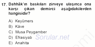 Türk Edebiyatının Mitolojik Kaynakları 2014 - 2015 Ara Sınavı 17.Soru