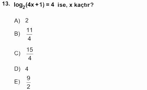 Matematik 1 2016 - 2017 Ara Sınavı 13.Soru