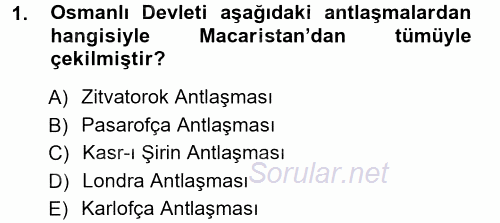 Atatürk İlkeleri Ve İnkılap Tarihi 1 2012 - 2013 Ara Sınavı 1.Soru