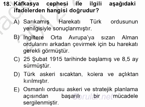 Atatürk İlkeleri Ve İnkılap Tarihi 1 2012 - 2013 Ara Sınavı 18.Soru